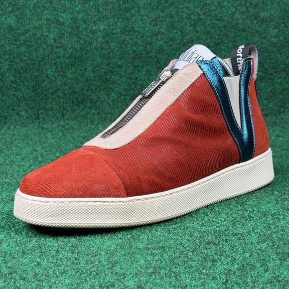 Vaddia Shoes - Vaddia Zip Front Corduroy Sneakers Burnt Orange Metallic Teal Women 9 EU 40 Shoe